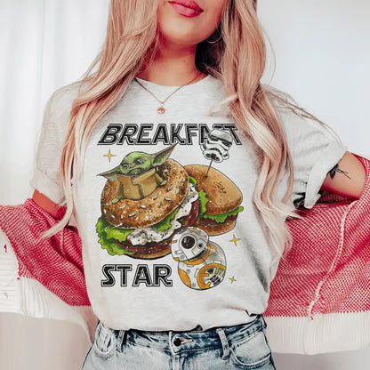 Retro Breakfast Star Shirt, Halftone Vintage Style T-Shirt, Sweatshirt, Hoodie, 80s Nostalgia Gift for Movie Lovers, Retro Aesthetic Fashion - Ash