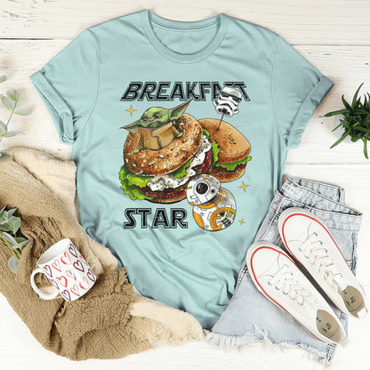 Retro Breakfast Star Shirt, Halftone Vintage Style T-Shirt, Sweatshirt, Hoodie, 80s Nostalgia Gift for Movie Lovers, Retro Aesthetic Fashion - HeatherPrismDustyBlue