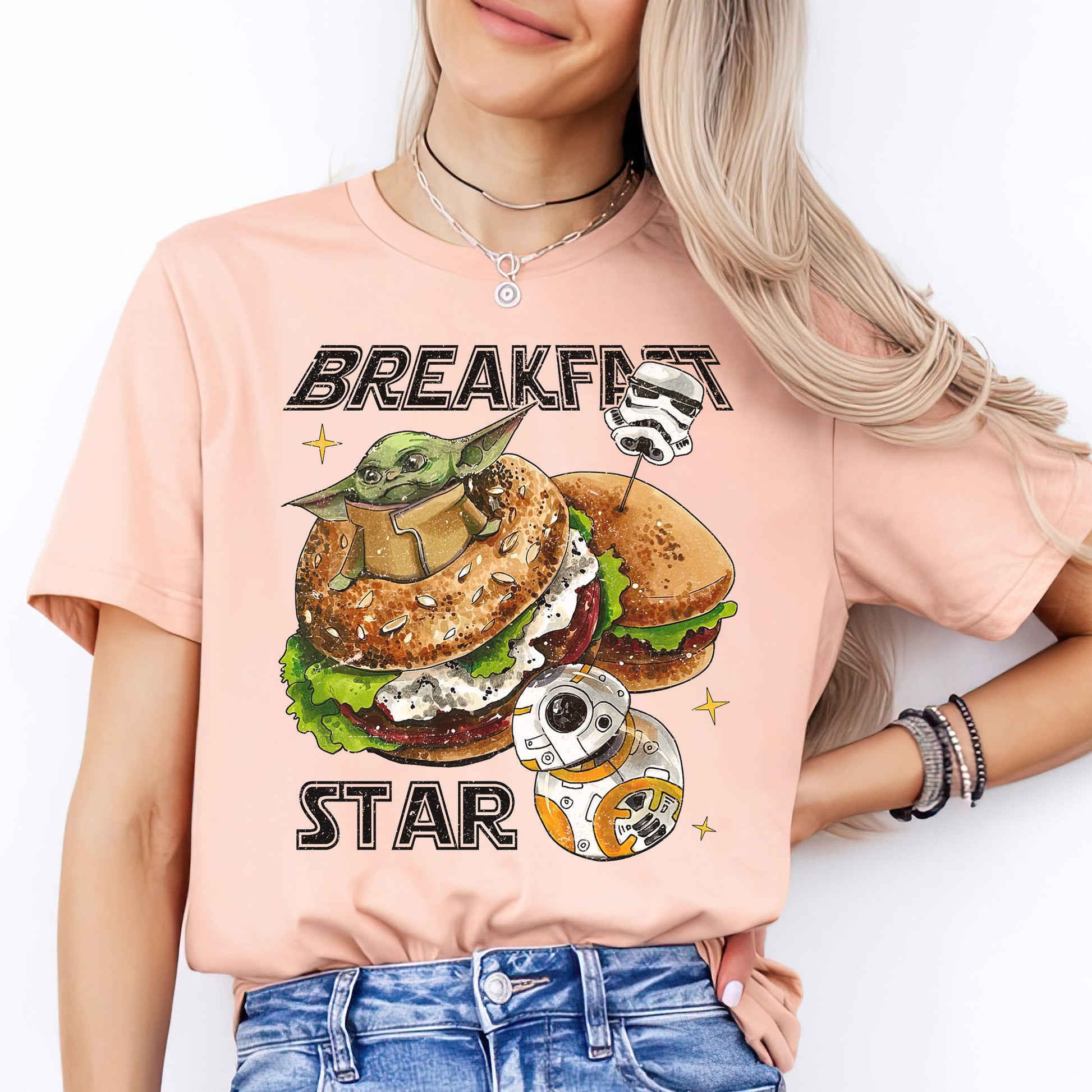 Retro Breakfast Star Shirt, Halftone Vintage Style T-Shirt, Sweatshirt, Hoodie, 80s Nostalgia Gift for Movie Lovers, Retro Aesthetic Fashion