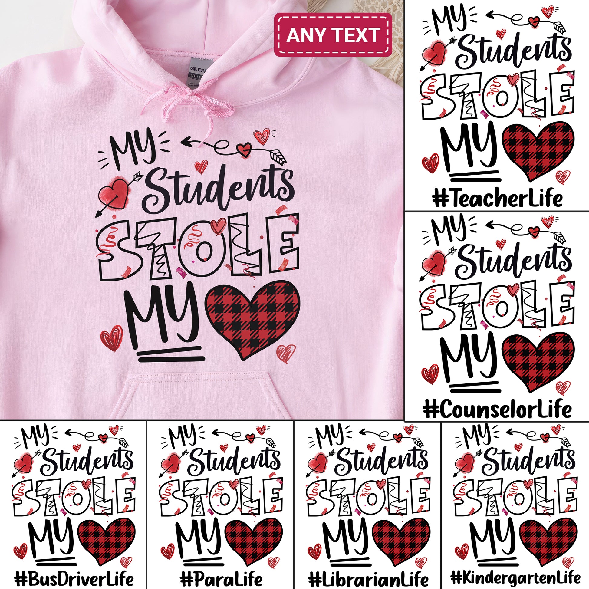 Tee Art Online - Valentine My Students Stole My Heart Personalized Hoodie | Valentine's Day Kawaii Cute Hoodie | Education Teacher Design