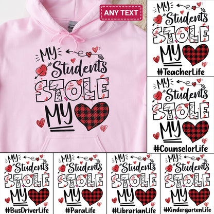 Tee Art Online - Valentine My Students Stole My Heart Personalized Hoodie | Valentine's Day Kawaii Cute Hoodie | Education Teacher Design