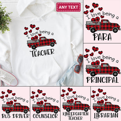 Tee Art Online - Valentine I Love Being A Teacher Personalized Hoodie | Valentine's Day Kawaii Cute | Education Teacher Customized Design - White