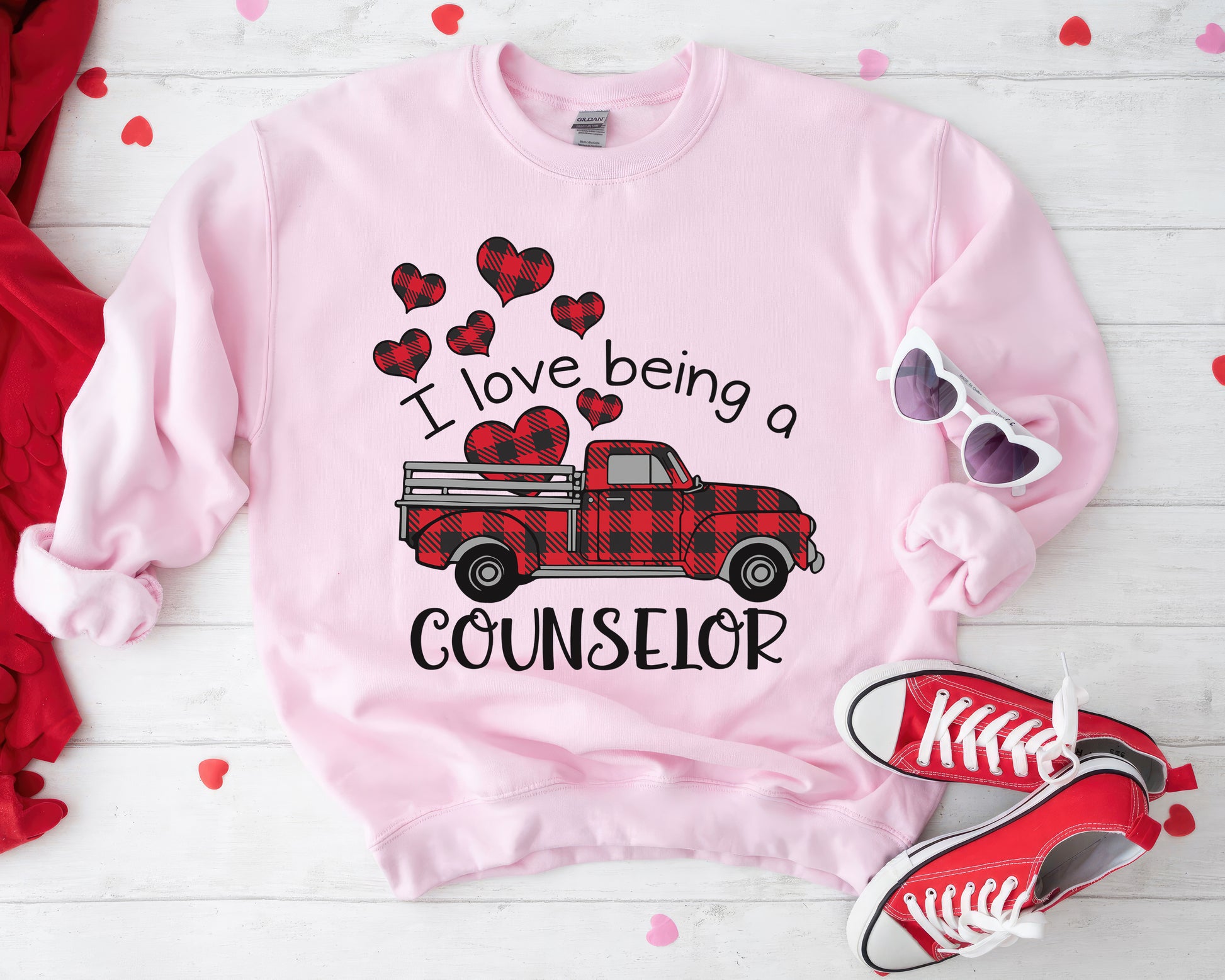 Tee Art Online - Valentine I Love Being A Teacher Personalized Sweatshirt | Valentine's Day Kawaii Cute | Education Teacher Customized Design - Counselor