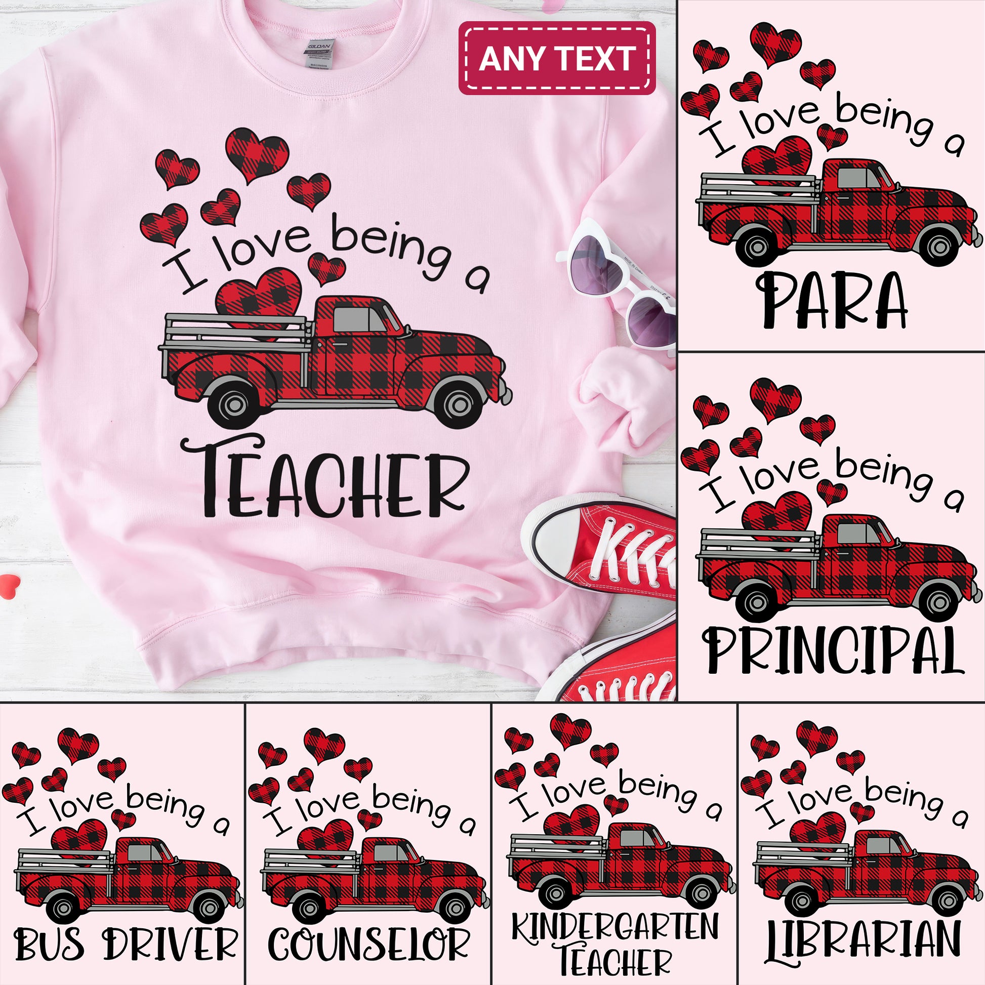 Tee Art Online - Valentine I Love Being A Teacher Personalized Sweatshirt | Valentine's Day Kawaii Cute | Education Teacher Customized Design
