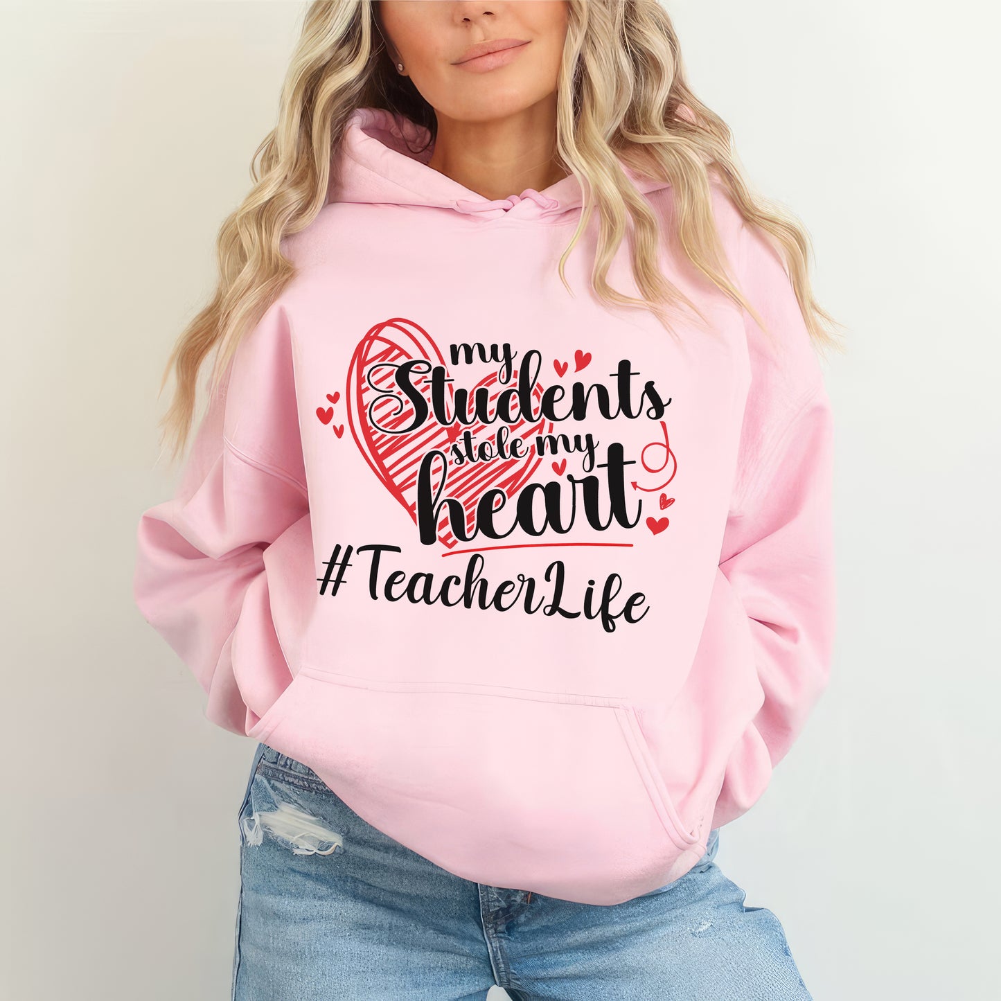Tee Art Online - Valentine My Students Stole My Heart Teacher Life Personalized Hoodie | Valentine's Day Kawaii Cute | Education Teacher Design 