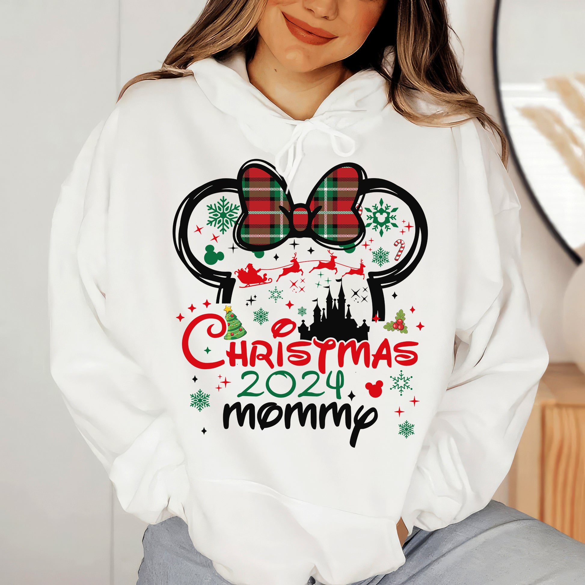 Christmas Mouse Tale Castle Hoodie | Custom Family Christmas Gift | Cute Mouse Castle Shirt, Magical Kingdom, Personalized Shirt - White