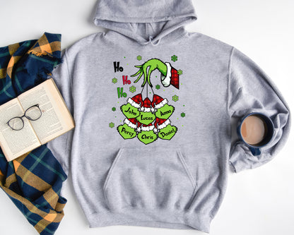 Little Grinch Personalized Shirt, Cheeky Face Christmas Family Shirt, Merry Grinchmas Gift, Festive Mischief Family, Cute Sneaky Grinch - Ash