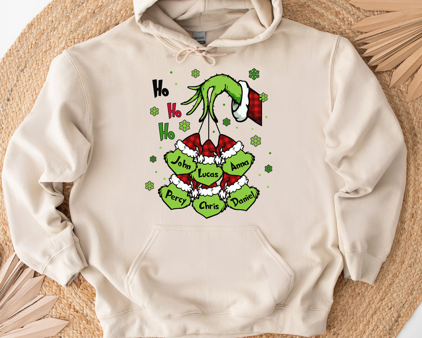 Little Grinch Personalized Shirt, Cheeky Face Christmas Family Shirt, Merry Grinchmas Gift, Festive Mischief Family, Cute Sneaky Grinch - Beige