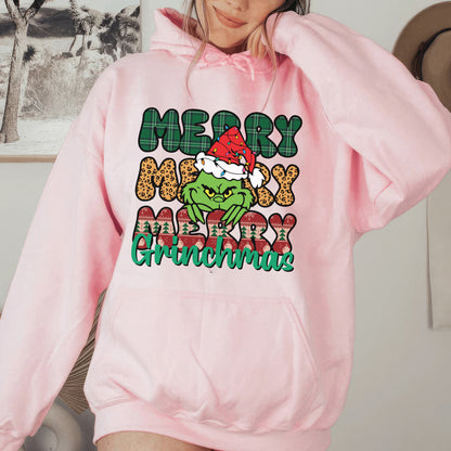 Merry Grinchmas, Merry Christmas Grinch Personalized Shirt, Christmas Grinch, Merry Grinchmas Gift, Cheeky Grinch Hoodie - Pink