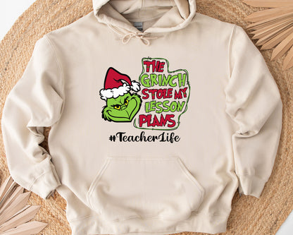 The Grinch Stole My Lesson Plans, Christmas Grinch Personalized Shirt, Funny Teacher Life Personalized Shirt, Merry Grinchmas Custom Gift