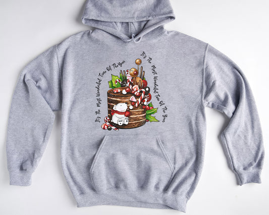 It's The Most Wonderful Time Of The Year Shirt, Boho Hippie Christmas Tee Sweatshirt Hoodie, Merry Christmas Cake, Festive Holiday Design