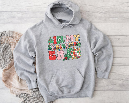 In My Christmas Era Retro Shirt, Boho Hippie Holiday Tee Sweatshirt Hoodie, Vintage Style, Merry Christmas Graphic Top, Sparkling Disco Ball.