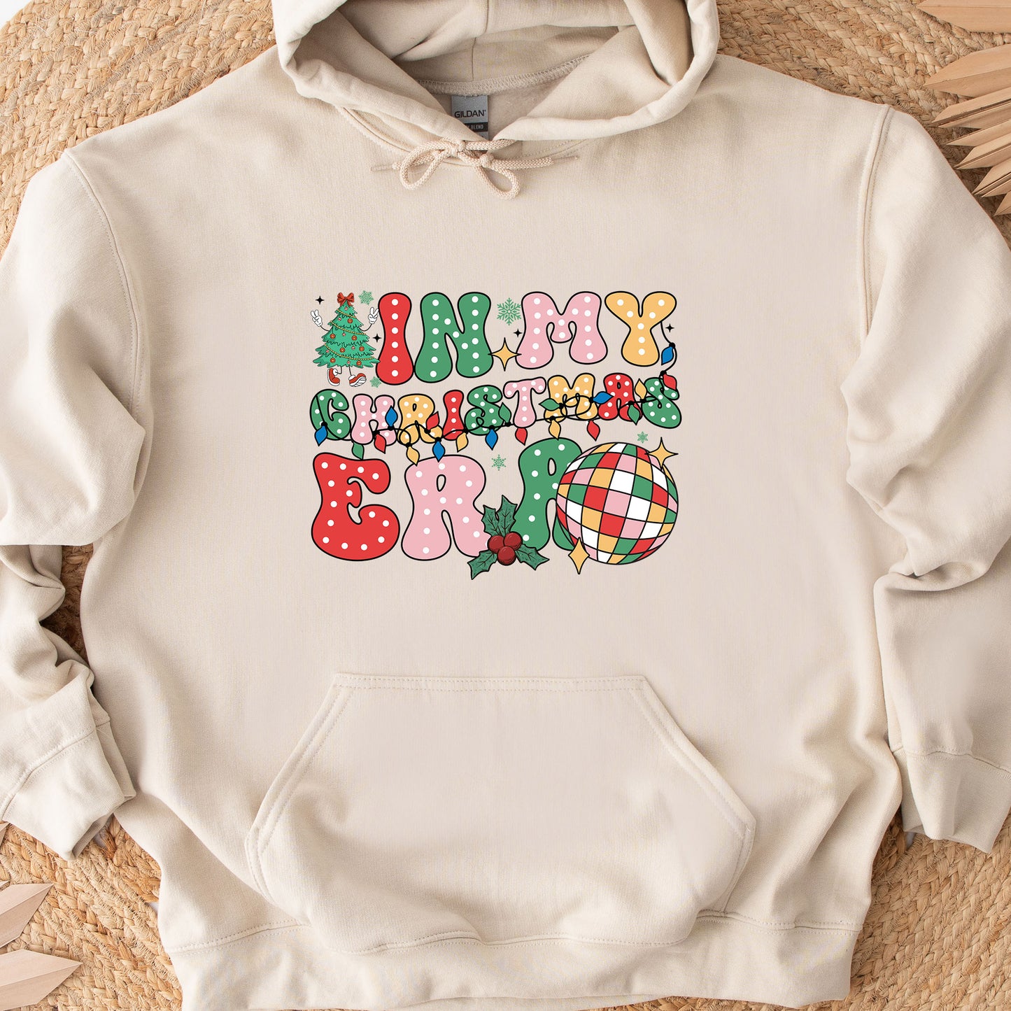 In My Christmas Era Retro Shirt, Boho Hippie Holiday Tee Sweatshirt Hoodie, Vintage Style, Merry Christmas Graphic Top, Sparkling Disco Ball.