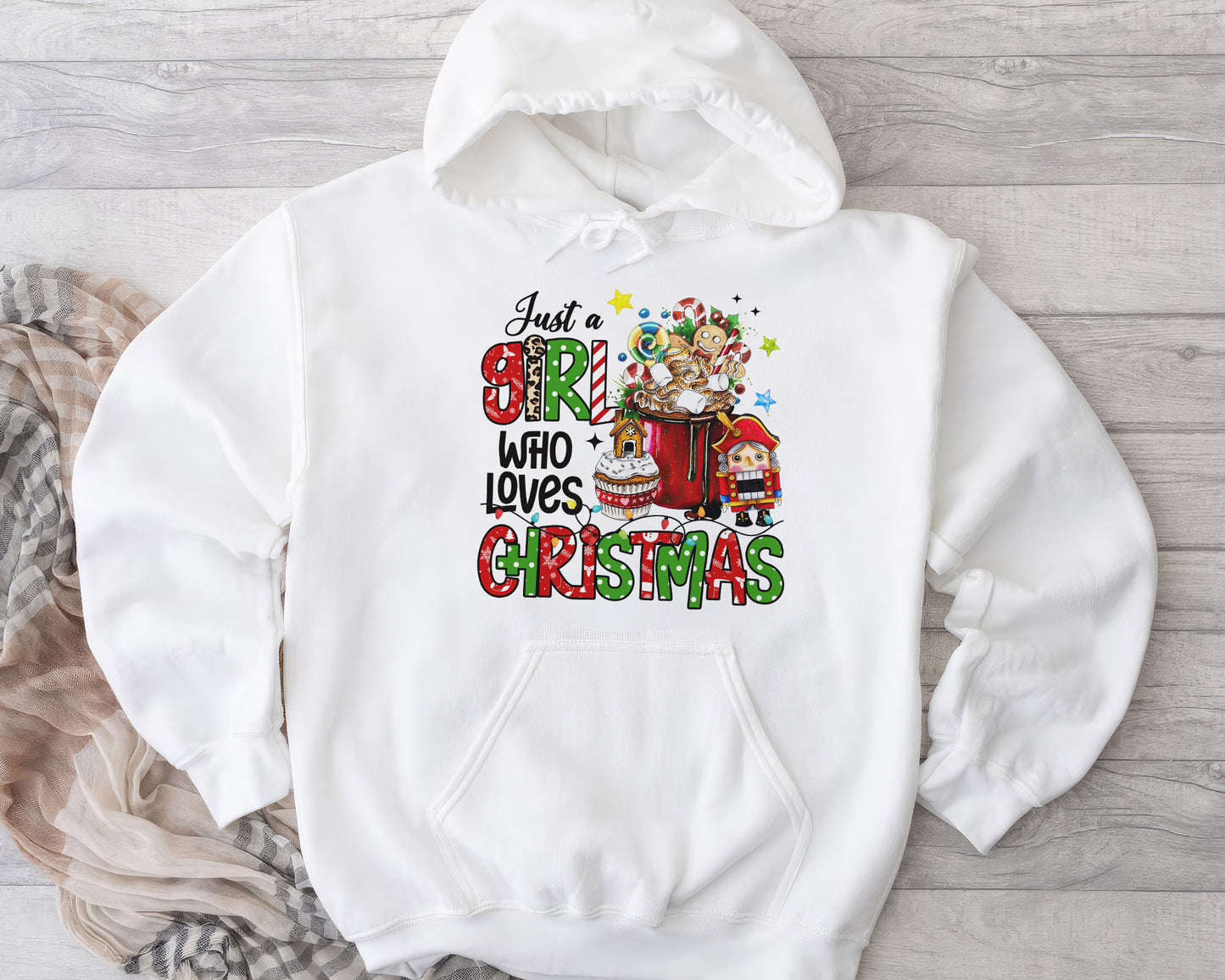 Just A Girl Who Loves Christmas Shirt, Boho Hippie Doodle Design, Merry Christmas Tee Sweatshirt Hoodie, Cute Girly Christmas Gift