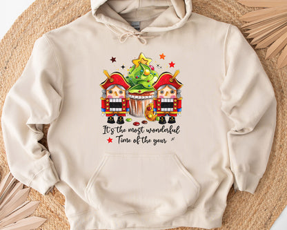 It's The Most Wonderful Time Of The Year Shirt, Watercolor Cute Christmas Tee Sweatshirt Hoodie, Merry Christmas Gift, Holiday Outfit Idea - beige