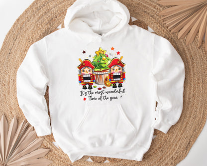 It's The Most Wonderful Time Of The Year Shirt, Watercolor Cute Christmas Tee Sweatshirt Hoodie, Merry Christmas Gift, Holiday Outfit Idea - white