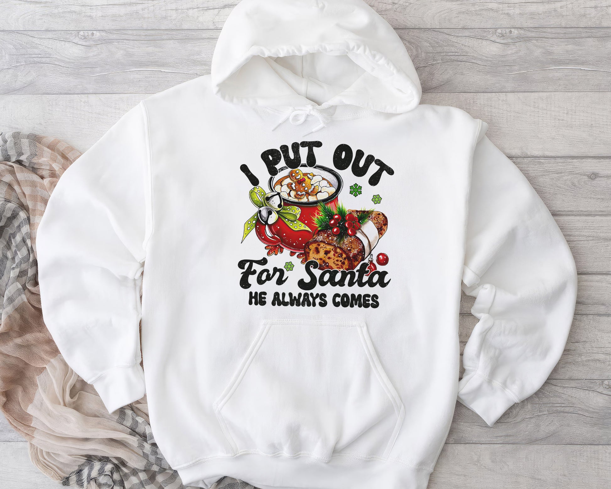 I Put Out for Santa He Always Comes Shirt | Funny Christmas Tee Sweatshirt Hoodie | Humorous Holiday Gift | Santa Claus Humor Design