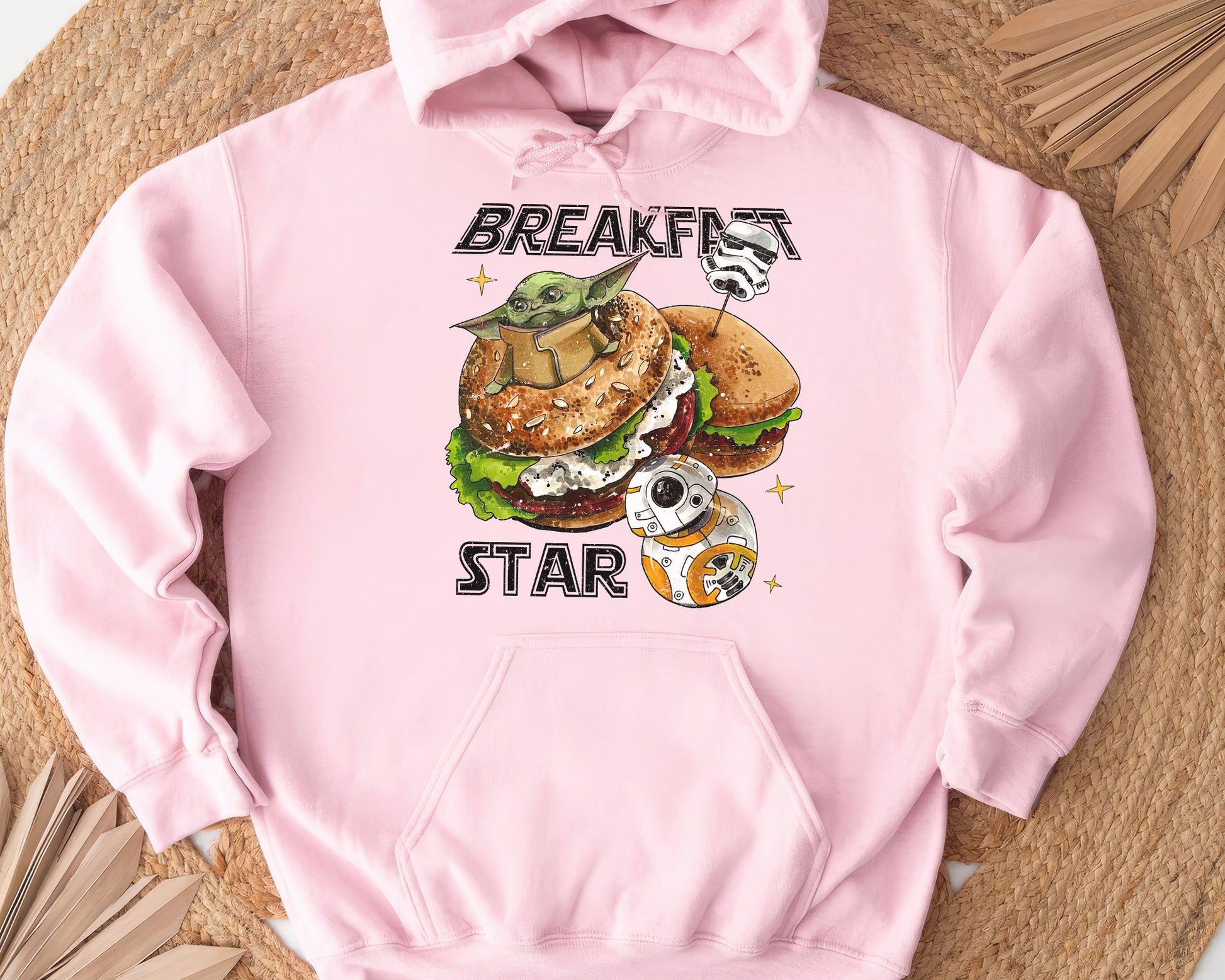 Retro Breakfast Star Shirt, Halftone Vintage Style T-Shirt, Sweatshirt, Hoodie, 80s Nostalgia Gift for Movie Lovers, Retro Aesthetic Fashion - Pink