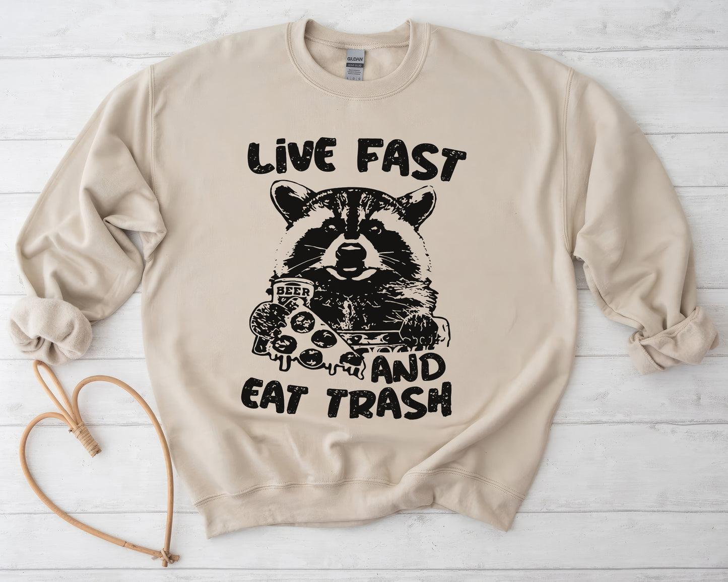 Live Fast Eat Trash Sweatshirt - Beige