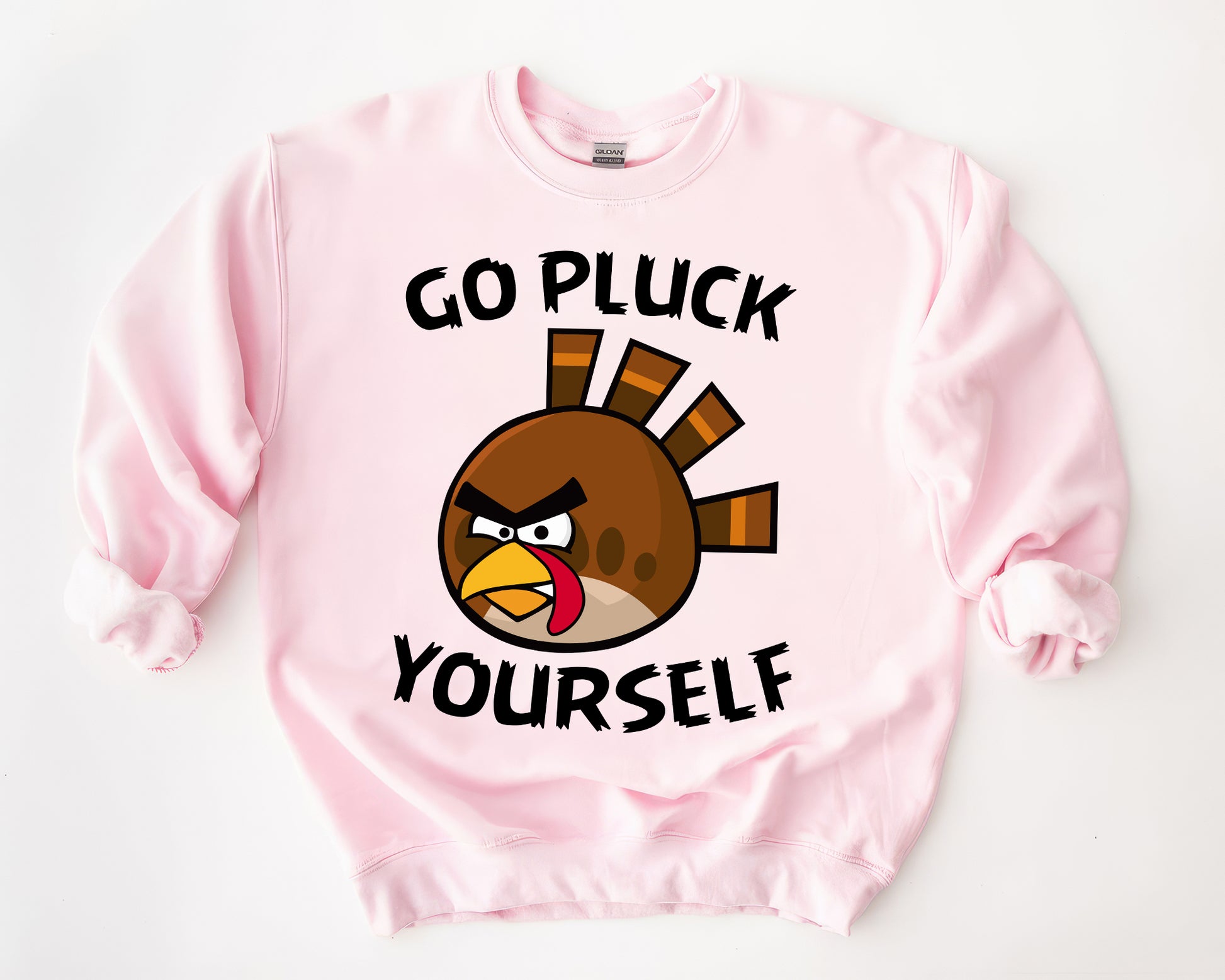 Go Pluck Yourself Sweatshirt | Funny Thanksgiving Turkey Pullover | Sassy Grumpy Turkey Hoodie | Cozy Holiday Sweatshirt Gift