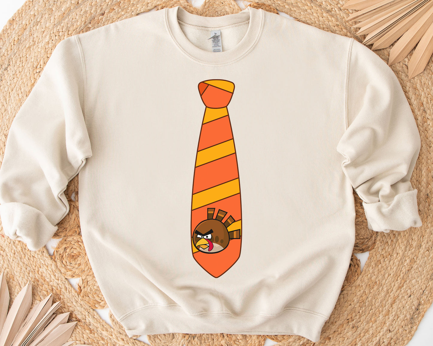 Funny Angry Turkey Tie Sweatshirt | Cute Thanksgiving Apparel | Humor Thanksgiving Gift | Cozy Fall Fashion