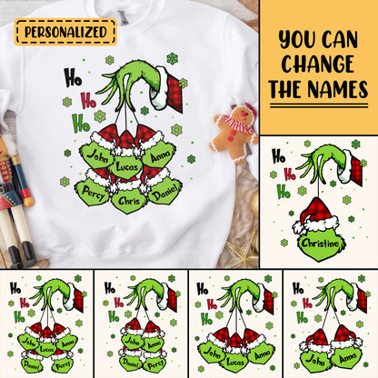 Little Grinch Personalized Shirt, Cheeky Face Christmas Family Shirt, Merry Grinchmas Gift, Festive Mischief Family, Cute Sneaky Grinch - Ads