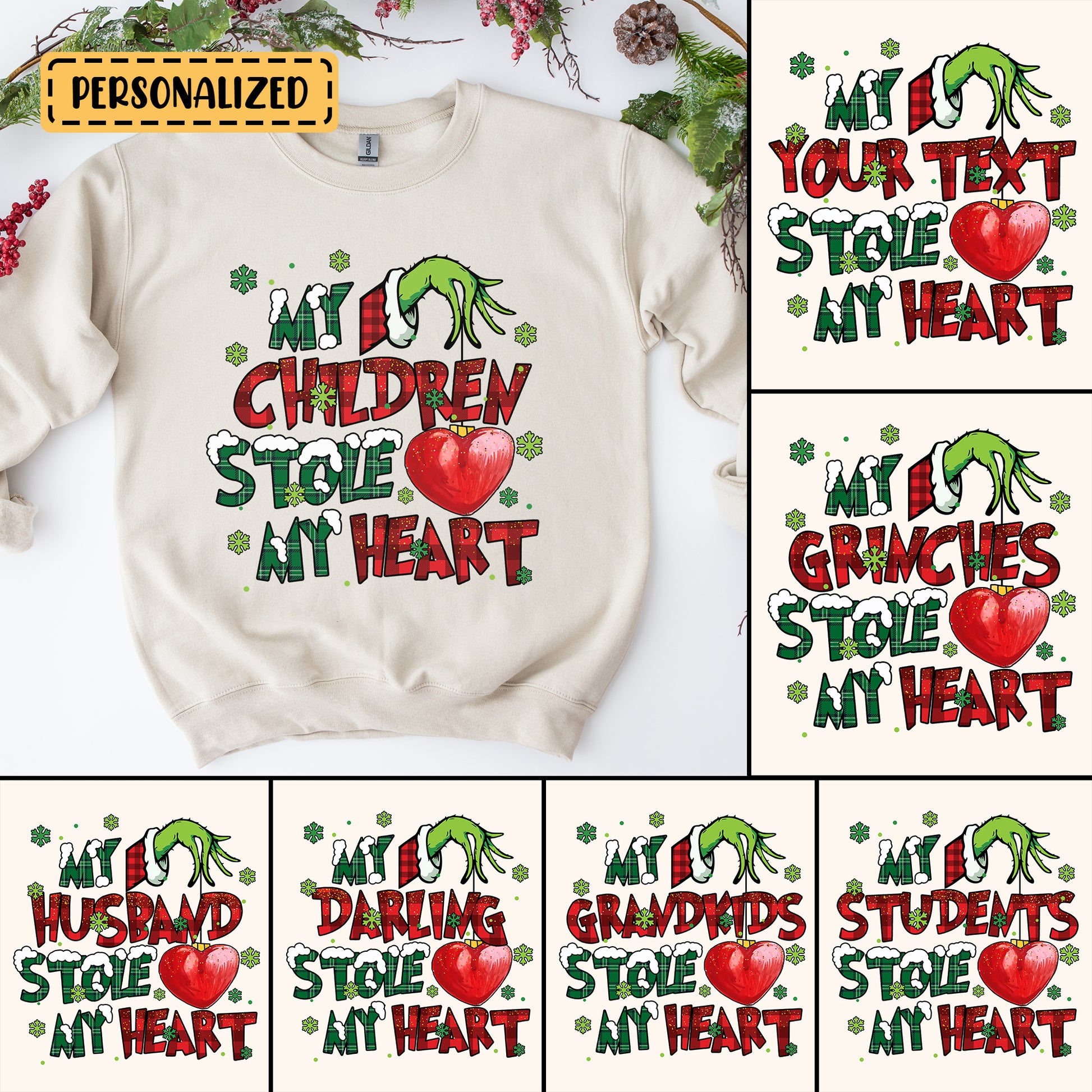 My Children Stole My Heart, Grinch Personalized Shirt, My Students Stole My Heart, Merry Grinchmas Gift, Grinch Hand Tee Hoodie Sweatshirt - ads