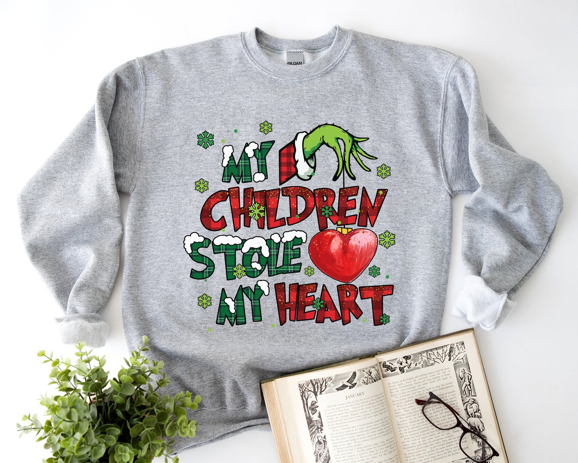 My Children Stole My Heart, Grinch Personalized Shirt, My Students Stole My Heart, Merry Grinchmas Gift, Grinch Hand Tee Hoodie Sweatshirt - ash