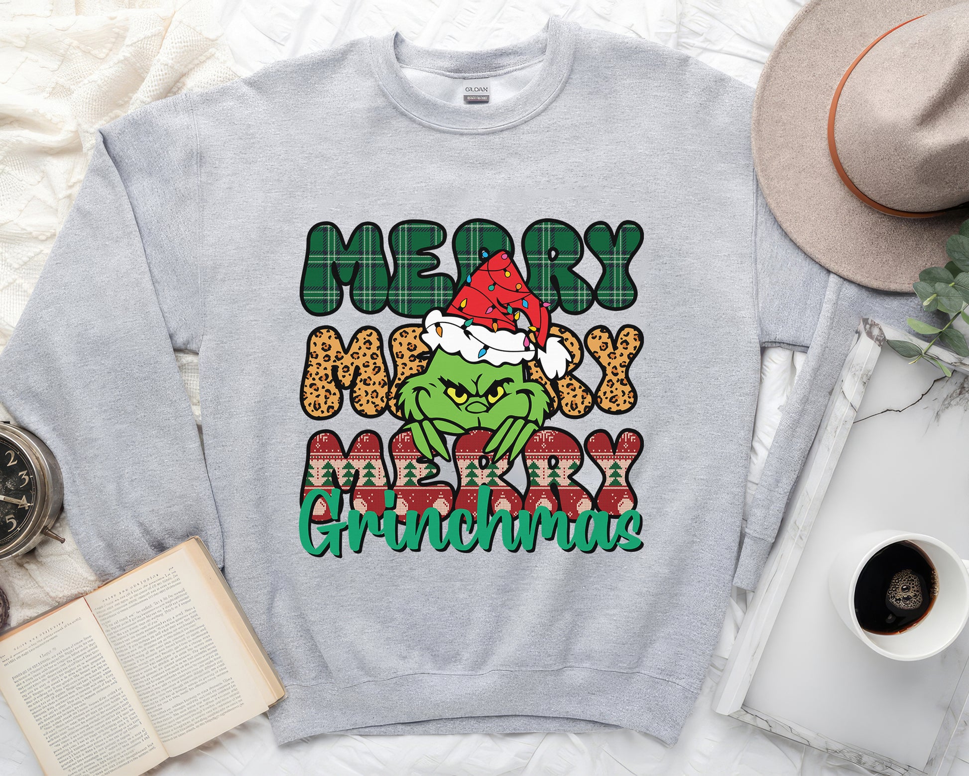 Merry Grinchmas, Merry Christmas Grinch Personalized Shirt, Christmas Grinch, Merry Grinchmas Gift, Cheeky Grinch Sweatshirt - Ash