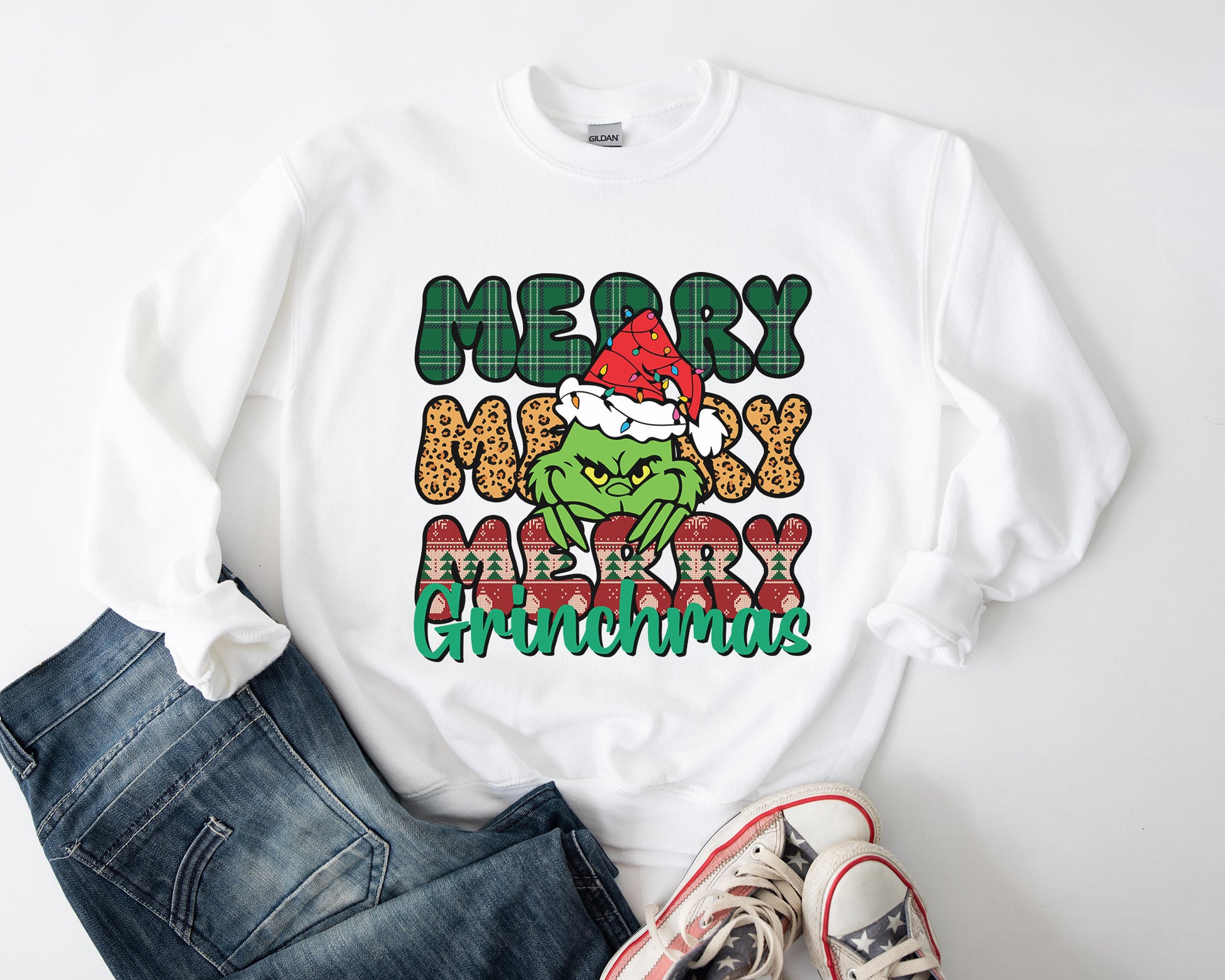 Merry Grinchmas, Merry Christmas Grinch Personalized Shirt, Christmas Grinch, Merry Grinchmas Gift, Cheeky Grinch Sweatshirt - White