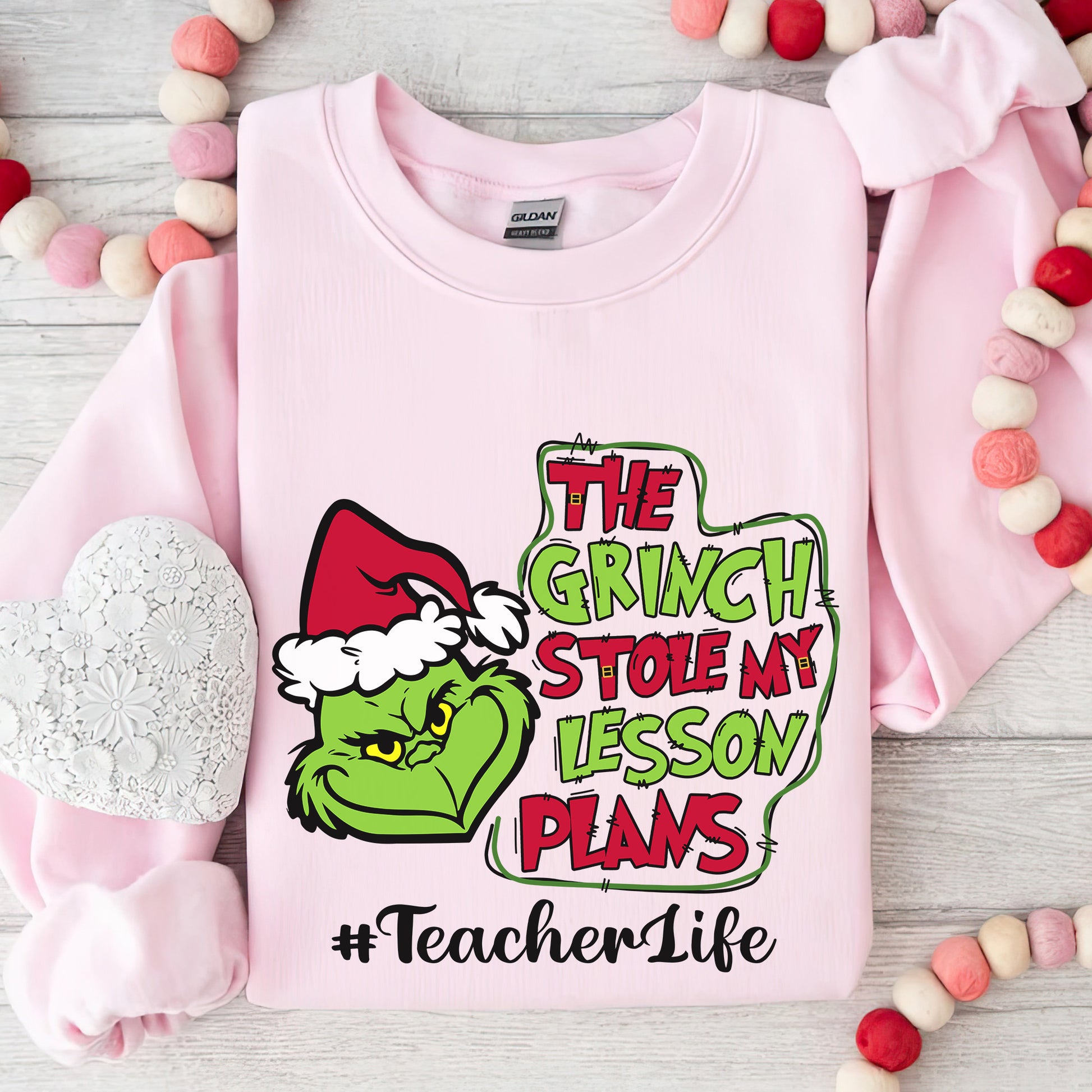 The Grinch Stole My Lesson Plans, Christmas Grinch Personalized Shirt, Funny Teacher Life Personalized Shirt, Merry Grinchmas Custom Gift