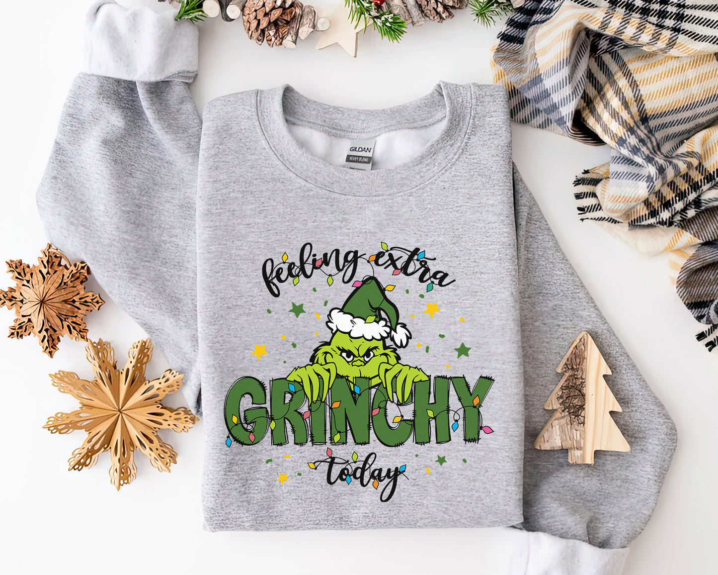 Christmas Feeling Extra Grinchy Today Sweatshirt - ash