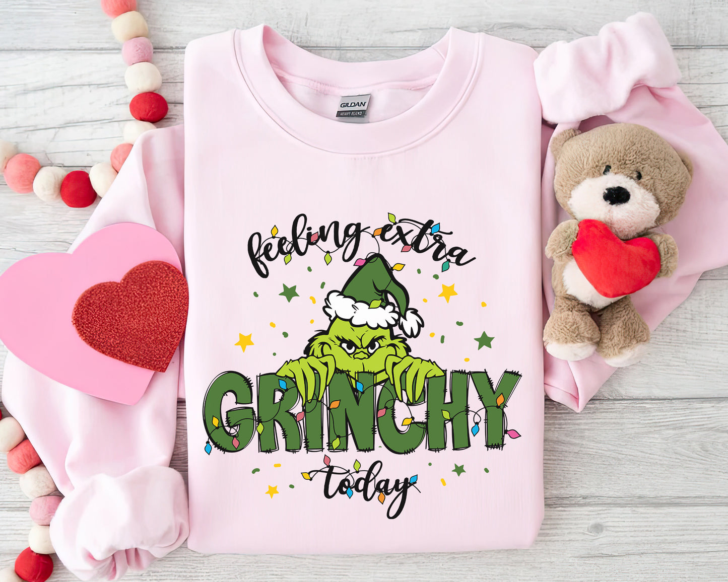 Christmas Feeling Extra Grinchy Today Sweatshirt - pink