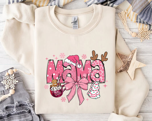 Cute Christmas Pinky Mama Shirt, Doodle Christmas Pinky Mama T-shirt Sweatshirt Hoodie, Christmas Gift, Retro Mama Design, Merry Christmas