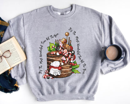 It's The Most Wonderful Time Of The Year Shirt, Boho Hippie Christmas Tee Sweatshirt Hoodie, Merry Christmas Cake, Festive Holiday Design
