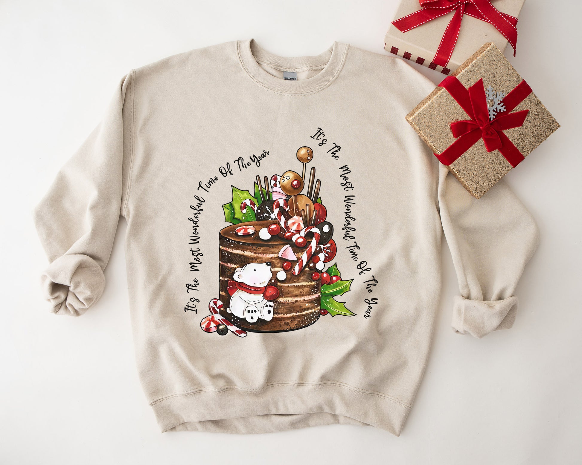 It's The Most Wonderful Time Of The Year Shirt, Boho Hippie Christmas Tee Sweatshirt Hoodie, Merry Christmas Cake, Festive Holiday Design
