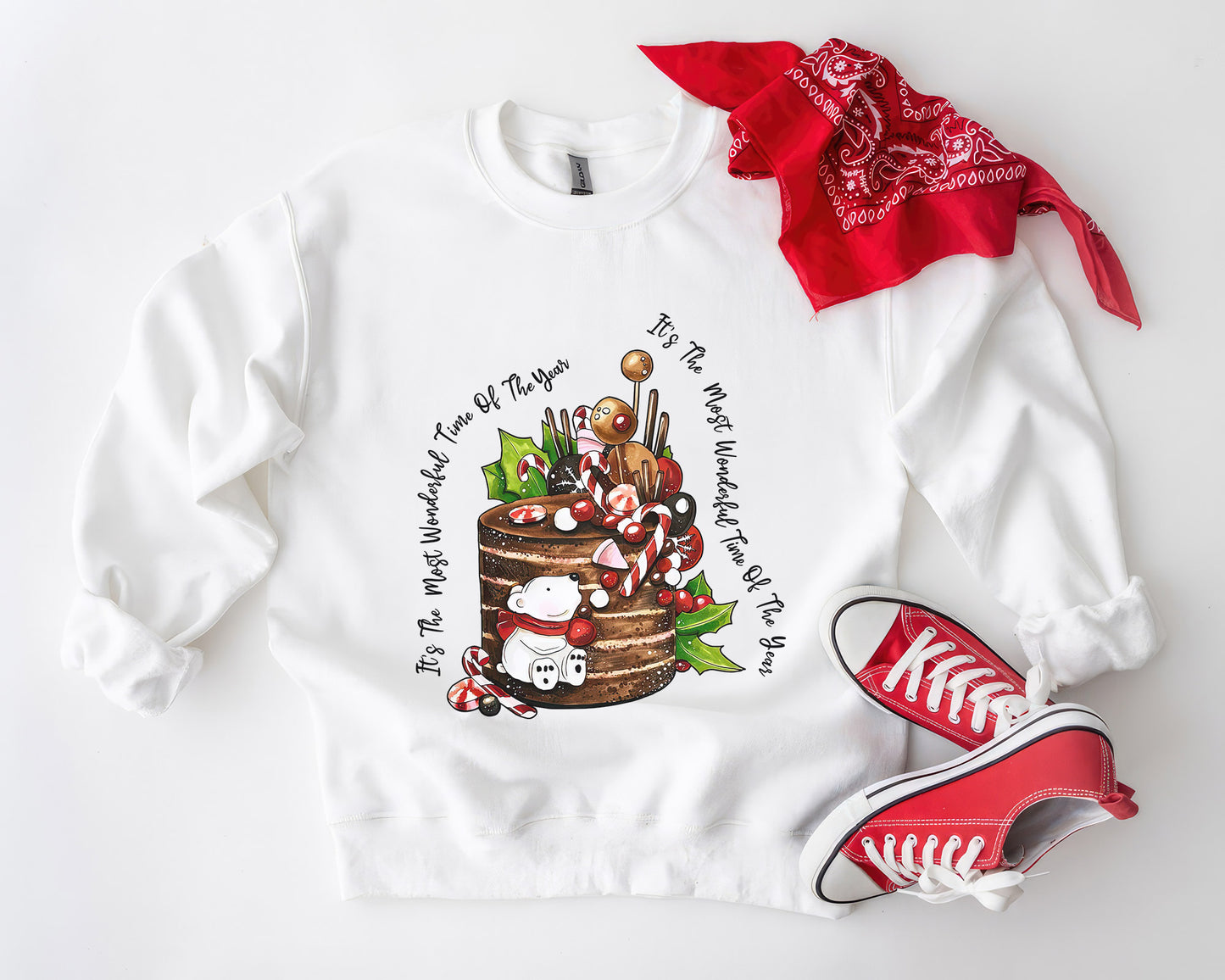 It's The Most Wonderful Time Of The Year Shirt, Boho Hippie Christmas Tee Sweatshirt Hoodie, Merry Christmas Cake, Festive Holiday Design
