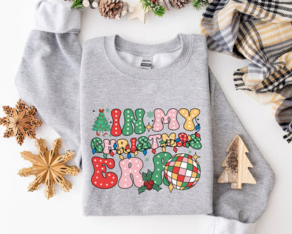 In My Christmas Era Retro Shirt, Boho Hippie Holiday Tee Sweatshirt Hoodie, Vintage Style, Merry Christmas Graphic Top, Sparkling Disco Ball.