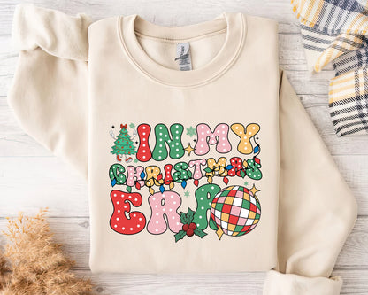 In My Christmas Era Retro Shirt, Boho Hippie Holiday Tee Sweatshirt Hoodie, Vintage Style, Merry Christmas Graphic Top, Sparkling Disco Ball.