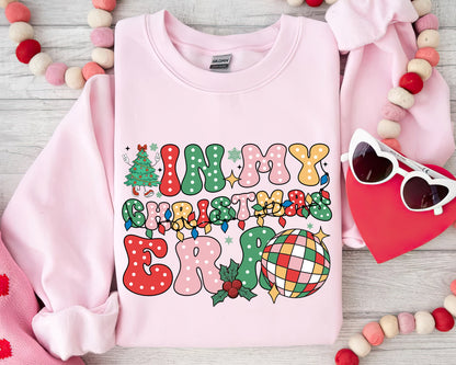 In My Christmas Era Retro Shirt, Boho Hippie Holiday Tee Sweatshirt Hoodie, Vintage Style, Merry Christmas Graphic Top, Sparkling Disco Ball.