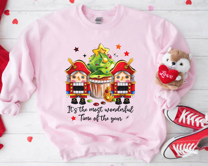 It's The Most Wonderful Time Of The Year Shirt, Watercolor Cute Christmas Tee Sweatshirt Hoodie, Merry Christmas Gift, Holiday Outfit Idea - pink