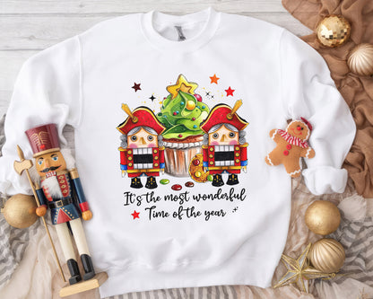 It's The Most Wonderful Time Of The Year Shirt, Watercolor Cute Christmas Tee Sweatshirt Hoodie, Merry Christmas Gift, Holiday Outfit Idea - white