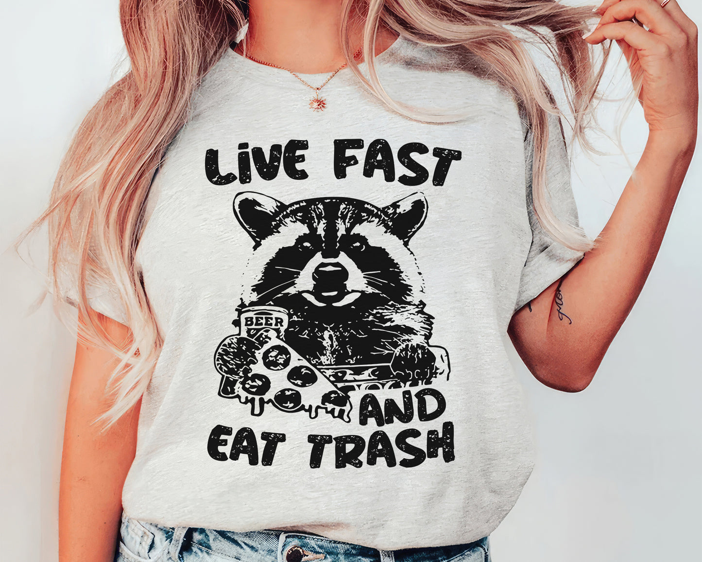 Live Fast Eat Trash Tee - Ash