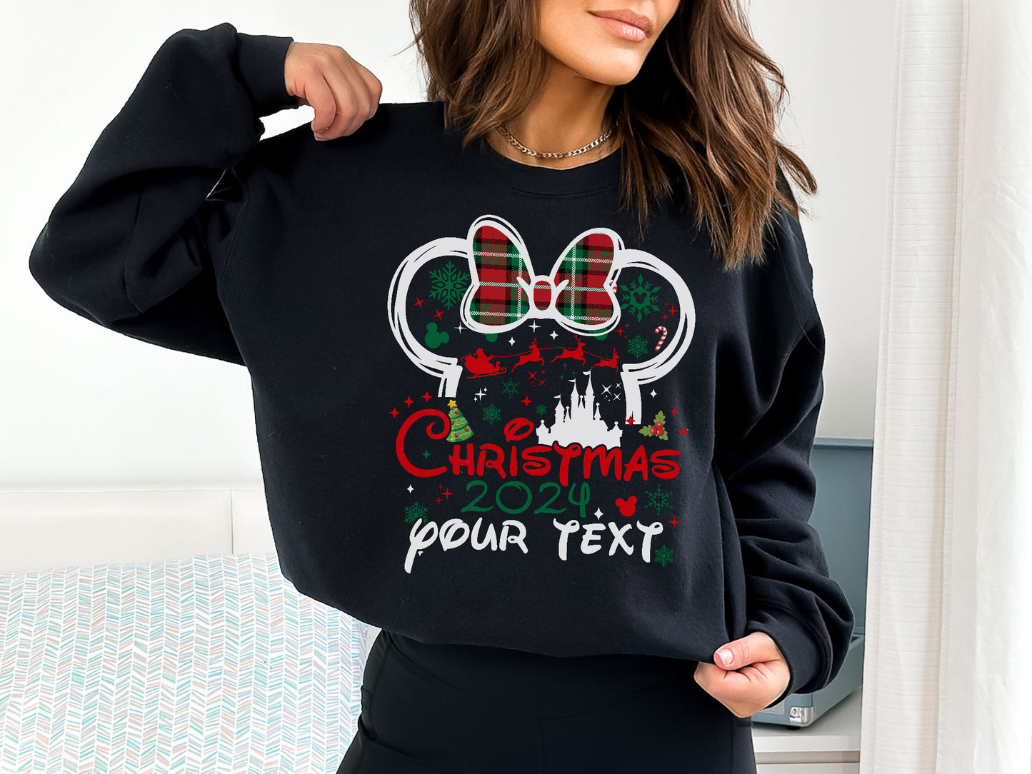 Christmas Mouse Tale Castle Sweatshirt | Custom Family Christmas Gift | Cute Mouse Castle Shirt, Magical Kingdom, Personalized Shirt - Black