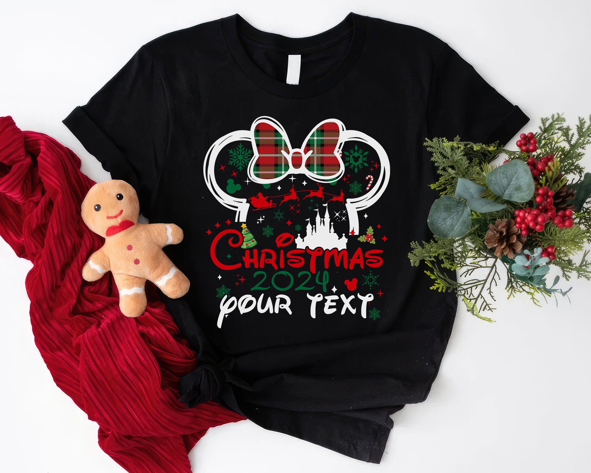 Christmas Mouse Tale Castle Tee | Custom Family Christmas Gift | Cute Mouse Castle Shirt, Magical Kingdom, Personalized Shirt - Black