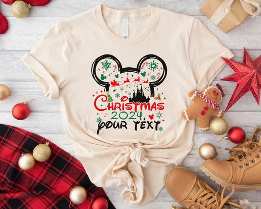 Christmas Mouse Tale Castle Tee | Custom Family Christmas Gift | Cute Mouse Castle Shirt, Magical Kingdom, Personalized Shirt - natural color