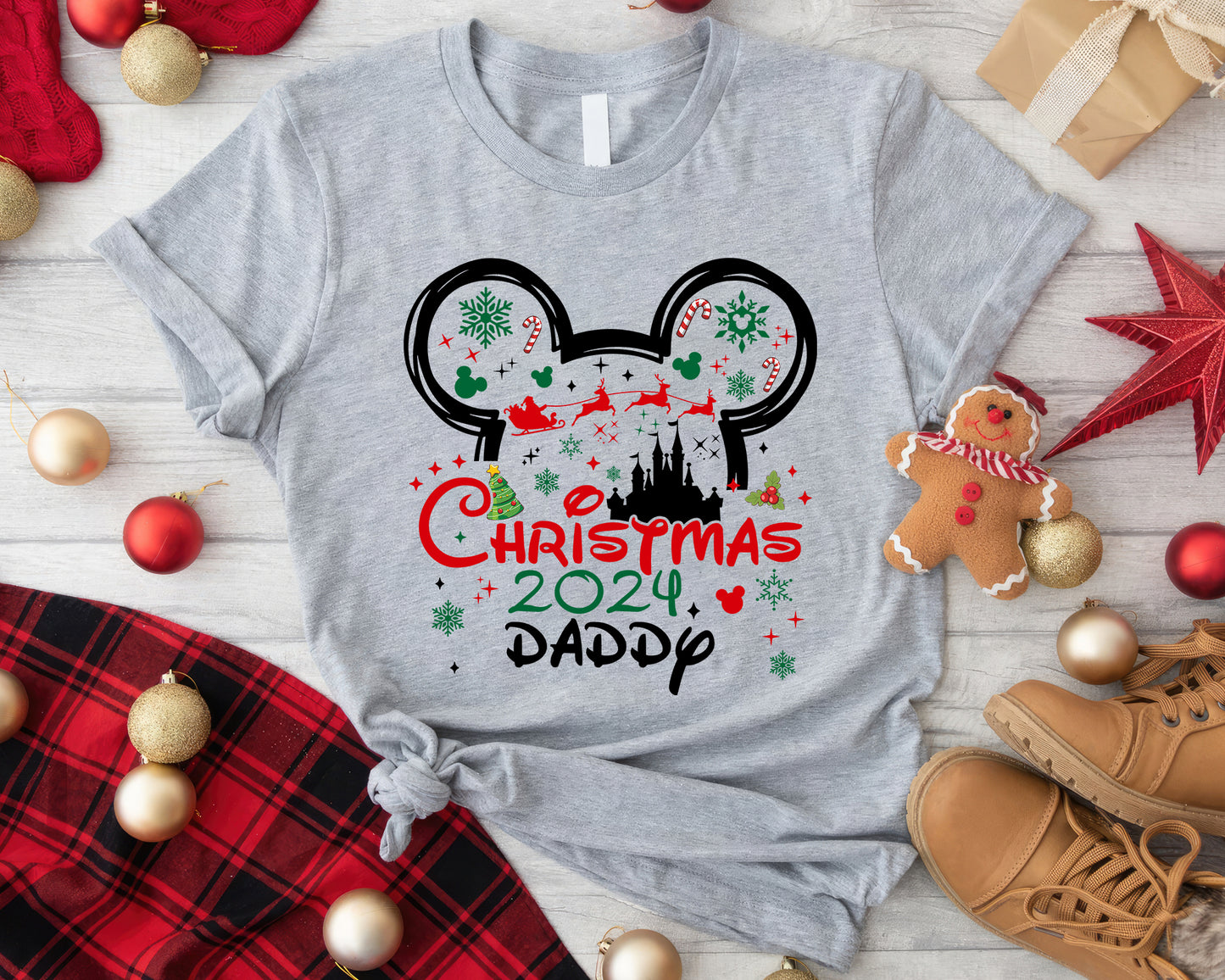 Christmas Mouse Tale Castle Tee | Custom Family Christmas Gift | Cute Mouse Castle Shirt, Magical Kingdom, Personalized Shirt - Sport Grey