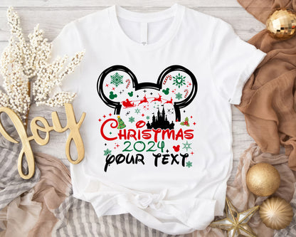 Christmas Mouse Tale Castle Tee | Custom Family Christmas Gift | Cute Mouse Castle Shirt, Magical Kingdom, Personalized Shirt - White