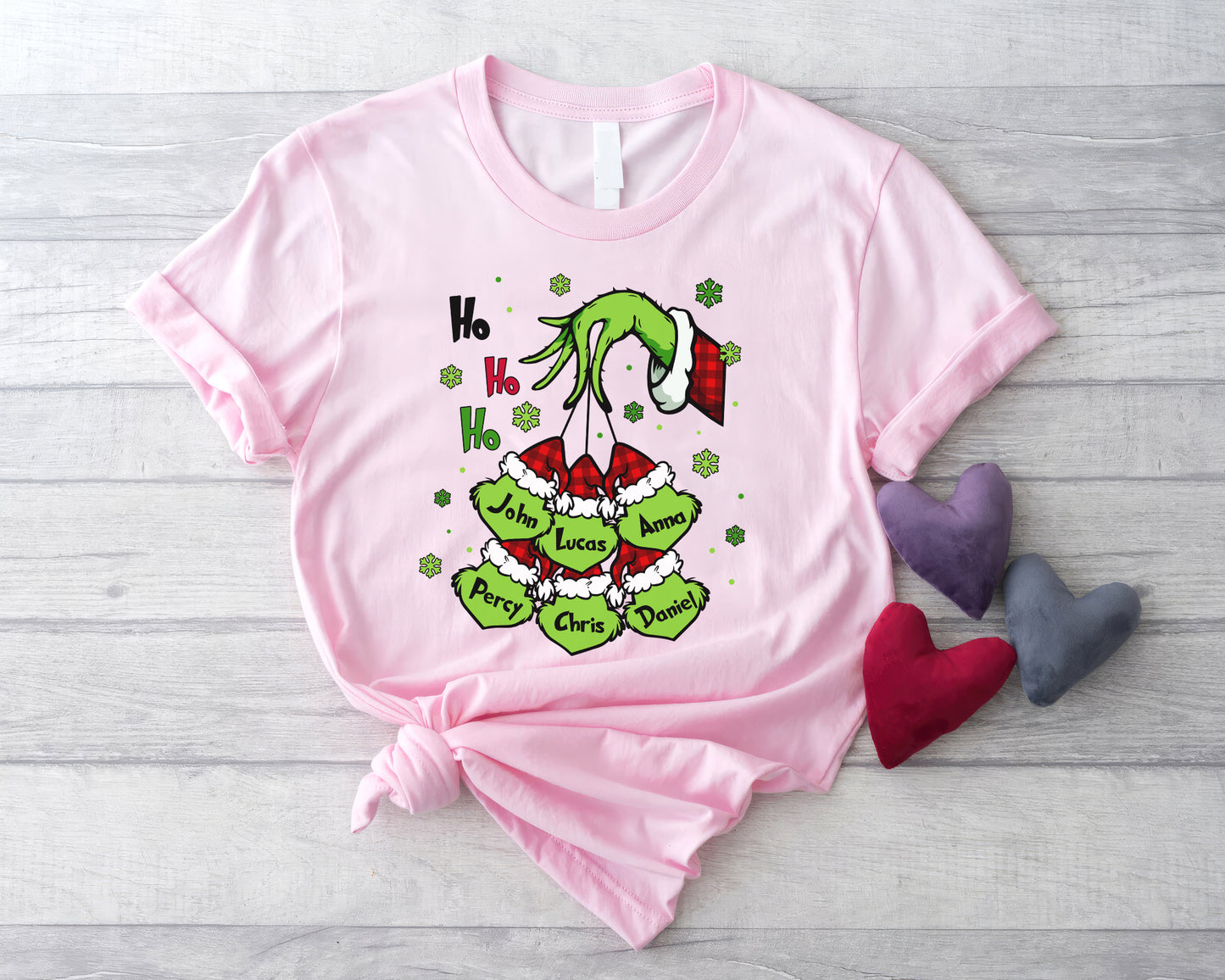 Little Grinch Personalized Shirt, Cheeky Face Christmas Family Shirt, Merry Grinchmas Gift, Festive Mischief Family, Cute Sneaky Grinch - Pink