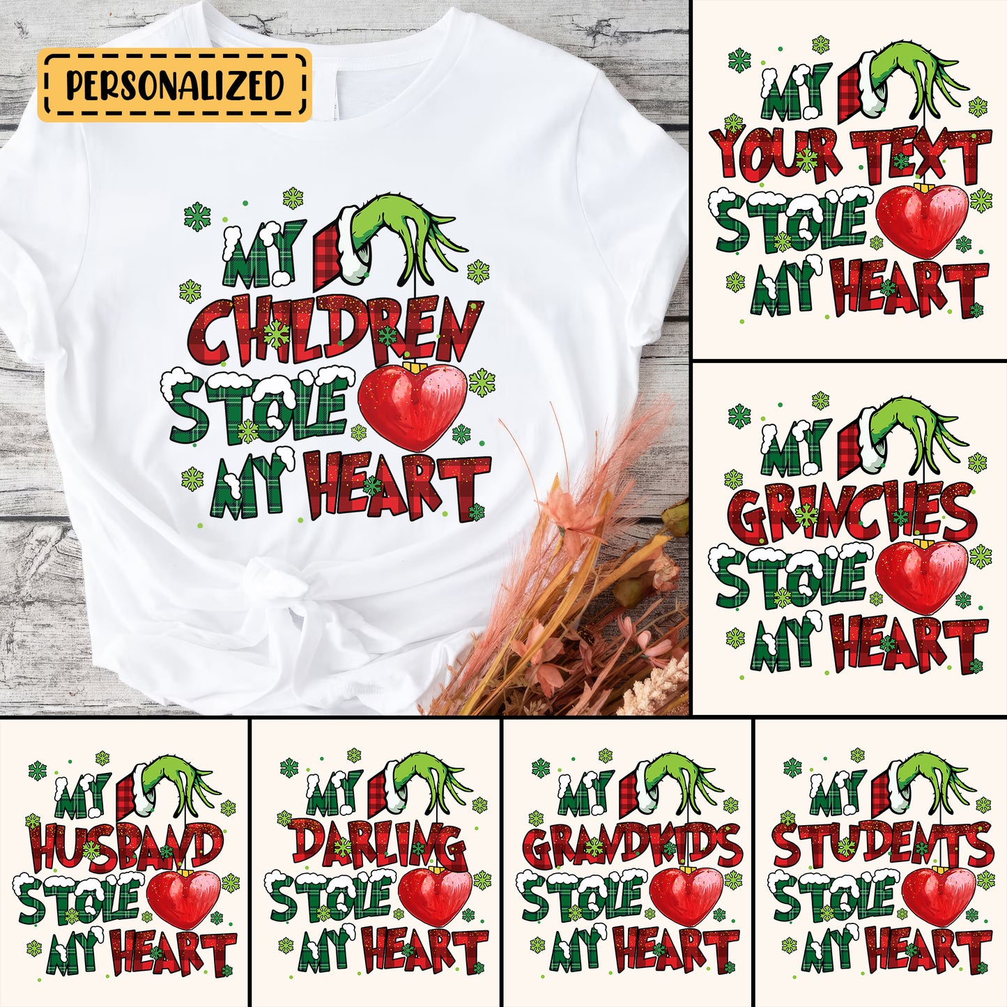 My Children Stole My Heart, Grinch Personalized Shirt, My Students Stole My Heart, Merry Grinchmas Gift, Grinch Hand Tee Hoodie Sweatshirt - Ads